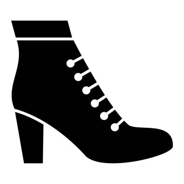 Beyaz arkaplanda siyah tarzda izole kadın ayakkabı simgesi