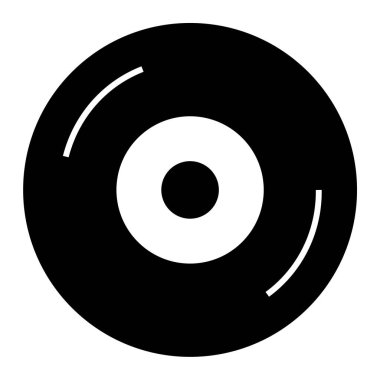 Vinil plak ikonu. Beyaz arkaplanda izole edilmiş web tasarımı için disk disk vektör simgelerinin basit çizimi