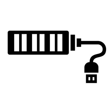 usb kablo simgesi vektörü. İnce çizgi işareti. izole edilmiş sınır sembolü çizimi