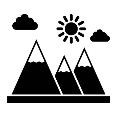 Beyaz arka plan üzerinde izole dağlar simgesi