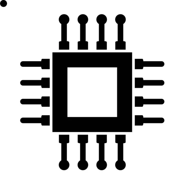 Microchip Processor Flat Icon Vector Illustration Design — Stock Vector