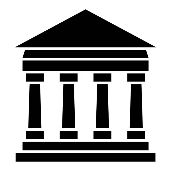 Icona Della Costruzione Della Banca Stile Bianco Nero Isolato Sfondo — Vettoriale Stock