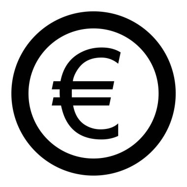 Euro sikke vektör simgesi. biçim çift renkli düz sembol, yoğun kırmızı ve siyah renkler, yuvarlak açılar,