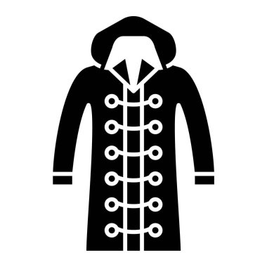 Palto ikonu. siyah ve beyaz vektör çizimi