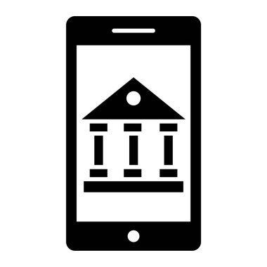 Banka binası simgesi, vektör illüstrasyonu