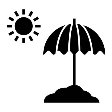 güneş şemsiyesi ikonu vektör çizimi