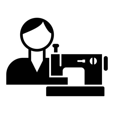 bir kişi bir makine, vektör illüstrasyon ile çalışıyor