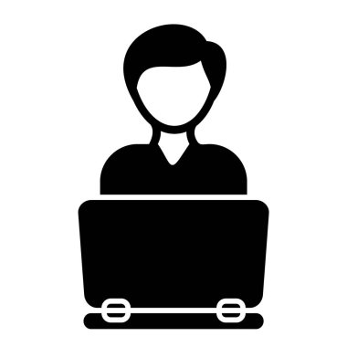 Dizüstü bilgisayarı olan adam vektör çizimi tasarımı