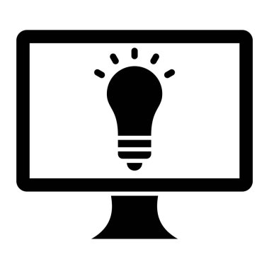 Ampul simgesi vektör illüstrasyon tasarımlı bilgisayar monitörü