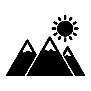 Düz bir şekilde beyaz arkaplanda izole edilmiş dağ simgesi. vektör illüstrasyonu