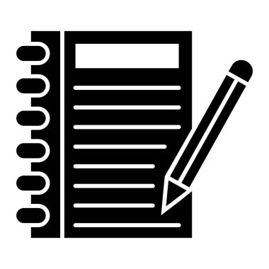 Kalem ikonlu not defteri. vektör illüstrasyonu