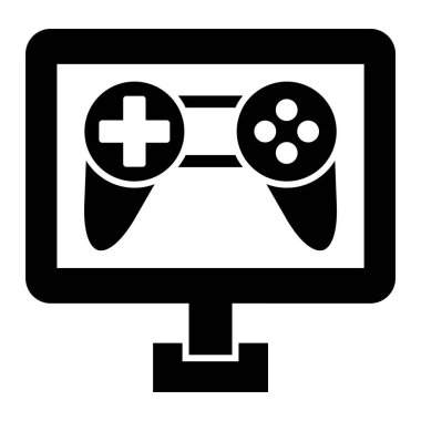 Video oyun konsolu simgesi. Beyaz arkaplanda izole edilmiş web tasarımı için joystick denetleyici vektör simgelerinin basit çizimi