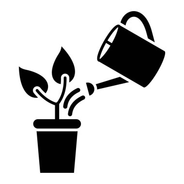 Sulama tenceresi ve bahçe araçları vektör illüstrasyon tasarımı ile bitki kabı