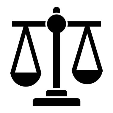 Ölçek simgesi vektörünü dengele. Ölçekli adalet işareti. izole edilmiş sembol çizimi