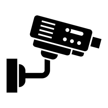 Kapalı devre kamera simgesi. Beyaz arkaplanda izole edilmiş web tasarımı için video izleme vektör sembolü ana hatları