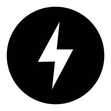 Elektrik güç vektör simgesi. biçim düz sembol, siyah renk, yuvarlak açılar, beyaz arkaplan