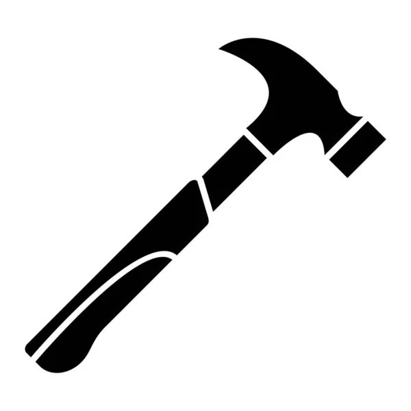 Hammer Icon Black White Vector Illustration — Vetor de Stock