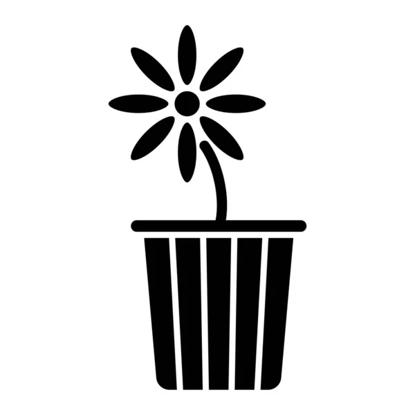 Flower Pot Icon Outline Garden Plant Vector Symbol Stock — Stock Vector