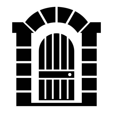 Ev kapısı simgesi. Web için basit pencere vektör simgeleri çizimi