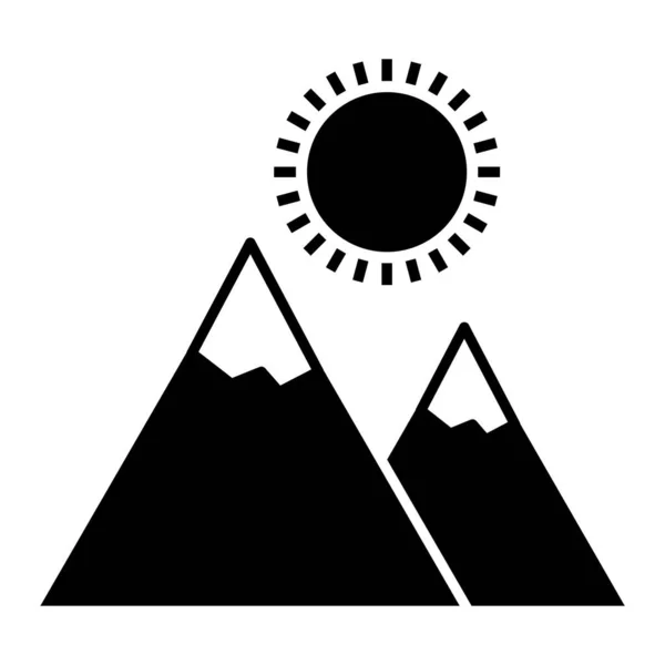 Icône Montagnes Isolée Sur Fond Blanc Illustration Vectorielle — Image vectorielle