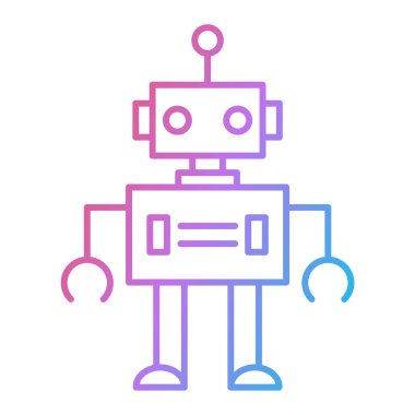 Robot çizgi simgesi, vektör illüstrasyonu