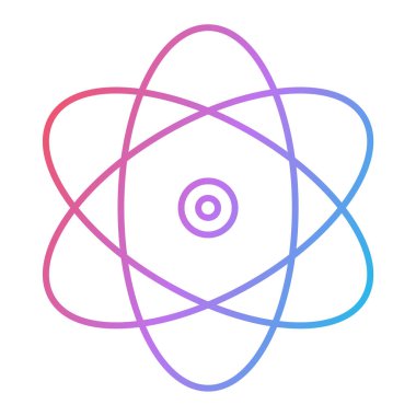 Atom simgesi vektörü web ve mobil uygulama tasarımınız için beyaz arkaplanda izole edildi, bilim logosu kavramı