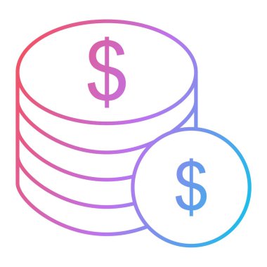 Dolar sikkeleri yığın ikon vektör illüstrasyon tasarımı