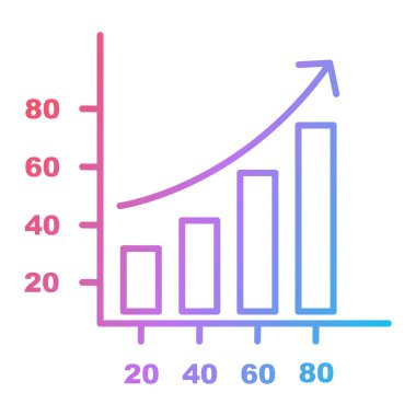 Büyüyen grafik, finansal, diyagram, ekonomik büyüme ikonu. vektör illüstrasyonu