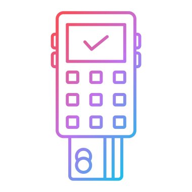 ATM ödeme ikonu vektörü. İnce çizgi işareti. izole edilmiş sınır sembolü çizimi