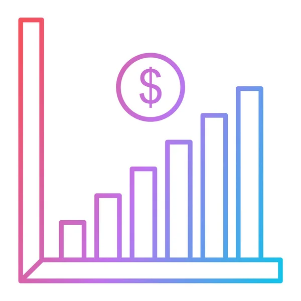 Grafico Della Crescita Finanziaria Icona Vettore Grafico Segno Valuta Illustrazione — Vettoriale Stock
