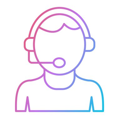 Kulaklık satırına sahip çağrı merkezi operatörü ve biçim ikon vektör çizimi tasarımı