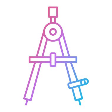 pusula simgesi vektörü. İnce çizgi işareti. İzole edilmiş kontür sembolü gösterimi