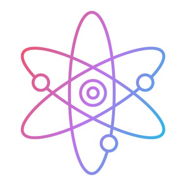 atom ikonu vektörü. İnce çizgi işareti. izole edilmiş sınır sembolü çizimi