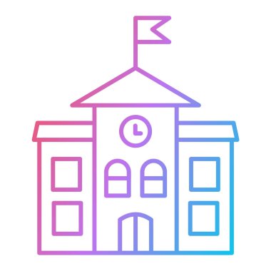 Kilise binası ikonu. Web için okul mahkemesi vektör simgelerinin özet çizimi