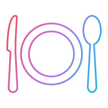 Kaşık ikonu. Ağ için çatal bıçak vektör simgelerinin özet çizimi