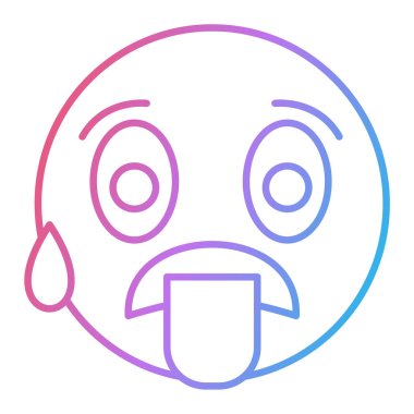 Pembe ve mor renkli bir dille yüz simgesi