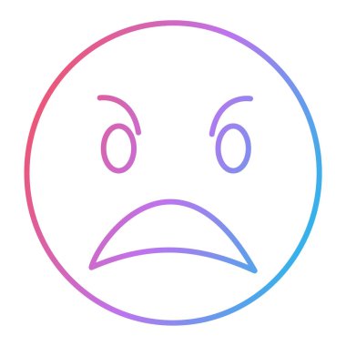 Ağlayan yüz çizgisi simgesi, vektör illüstrasyonu