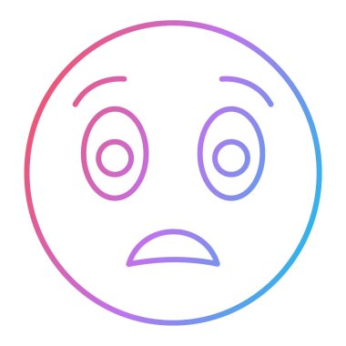 Ağlayan yüz çizgisi simgesi, ana hatlı vektör çizimi, doğrusal biçim konsept sembolü