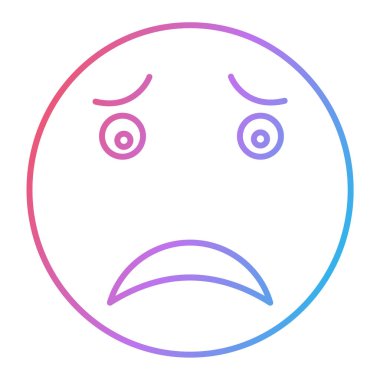 Ağlayan yüz çizgisi simgesi, vektör illüstrasyonu