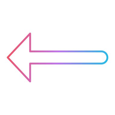 Sol ok vektör simgesi. biçim çift renkli düz sembol, yoğun kırmızı ve siyah renkler, yuvarlak açılar,