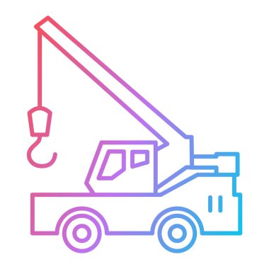 Vinç ve kanca çizgisi simgesi. Ana hatlı vektör çizim sembolü ve web tasarımı. beyaz arkaplanda izole