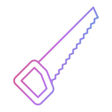 Testere araç simgesi. İnce çizgi çizimi. vektör grafiği.