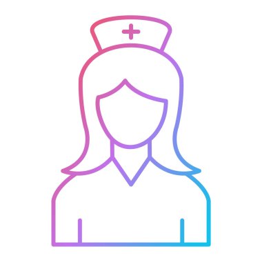 Stetoskop çizgisi ikon vektör çizimi tasarımlı kadın doktor