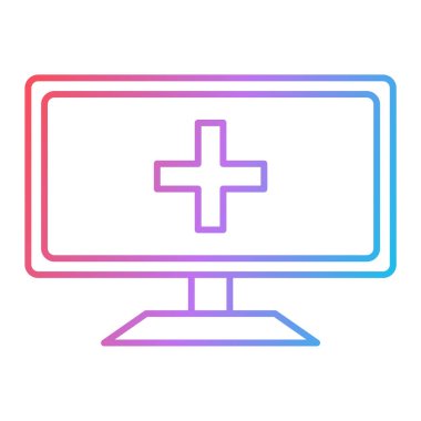 artı satır simgesi, vektör illüstrasyonlu tıbbi monitör