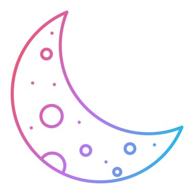 Beyaz arkaplan üzerinde yıldız simgesi olan ay, çizgi biçimi, vektör illüstrasyonu