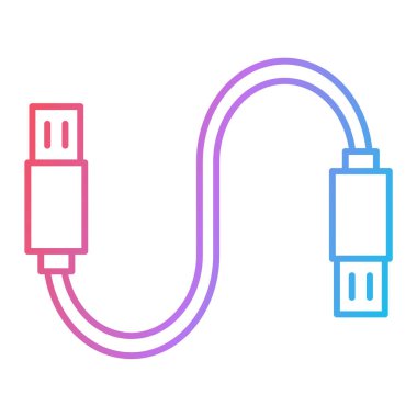 usb kablo simgesi vektörü. İnce çizgi işareti. izole edilmiş sınır sembolü çizimi