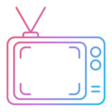 Retro televizyon ikonu. Web için televizyon vektör simgelerinin özet çizimi