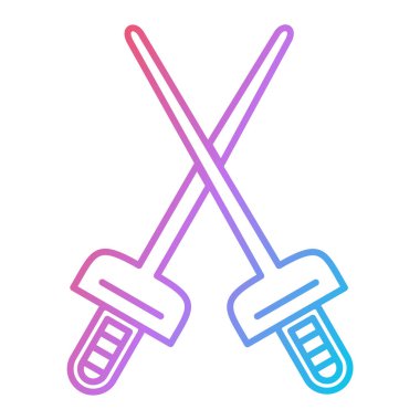 Çapraz kılıç ikonu. İnce çizgi sembolü. vektör illüstrasyonu.