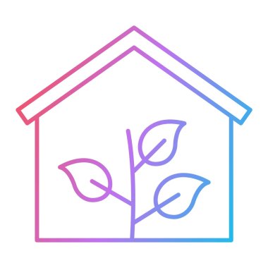 Yeşil yapraklı ev izole edilmiş ikon vektör illüstrasyon tasarımı