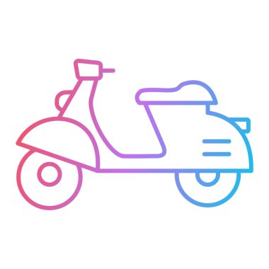 Scooter ikonu. İnce çizgi çizimi. izole edilmiş vektör